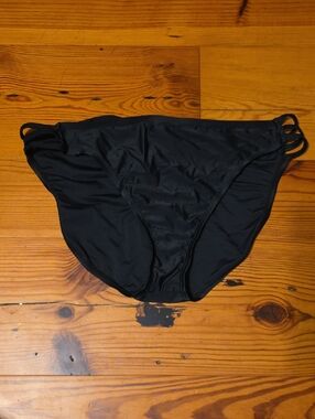 Swimsuits For All Black Bikini Bottoms with Side Strap Detail